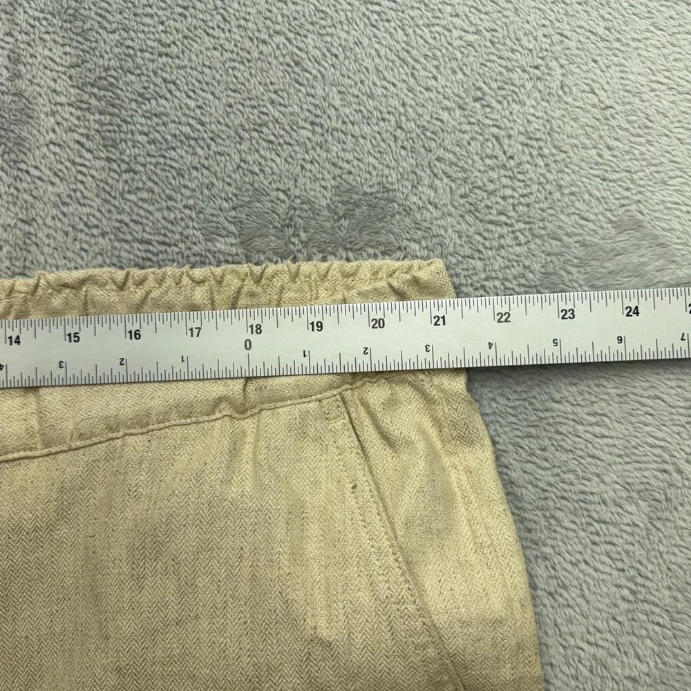 Banana Republic Pants Womens XXL Beige Tapered High-Rise Linen Blend Herringbone